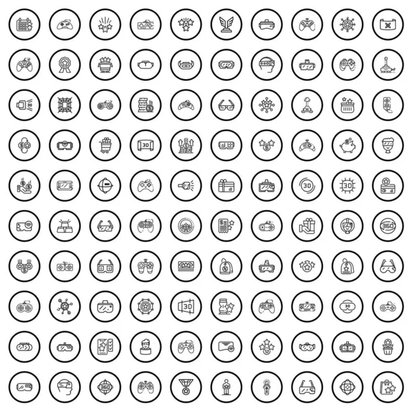 100 Játékikon Beállítva Vázlat Illusztrációja 100 Játék Ikonok Vektor Készlet — Stock Vector