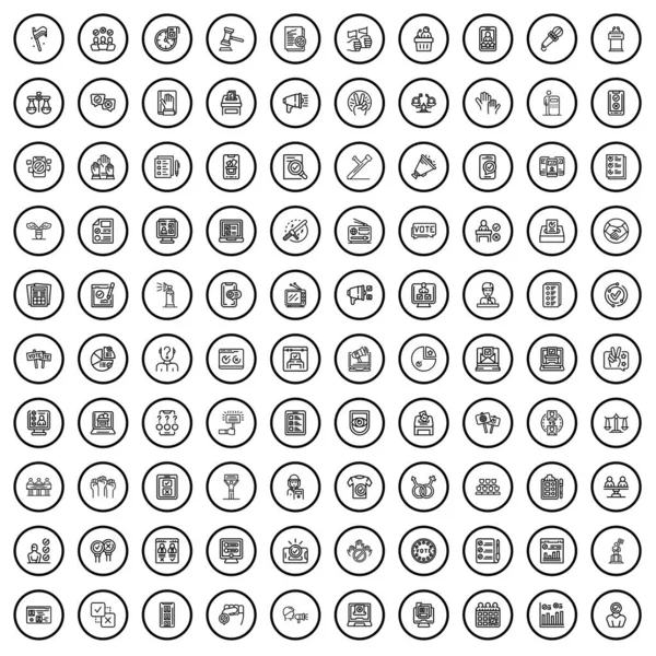 100 Regeringspictogrammen Ingesteld Overzicht Illustratie Van 100 Overheid Pictogrammen Vector — Stockvector