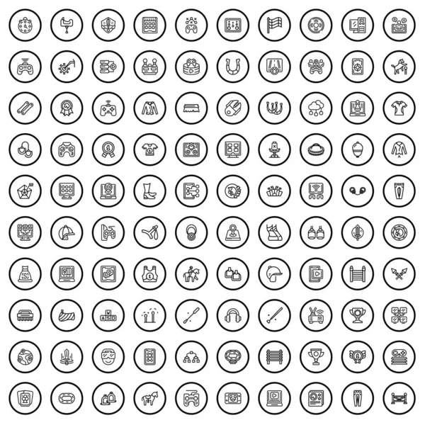 100 Hobby Symbole Gesetzt Umriss Illustration Von 100 Hobby Symbole — Stockvektor