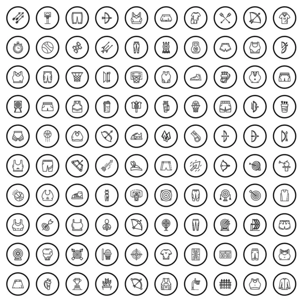 100 Athlete Icons Set Outline Illustration 100 Athlete Icons Vector — Stock Vector