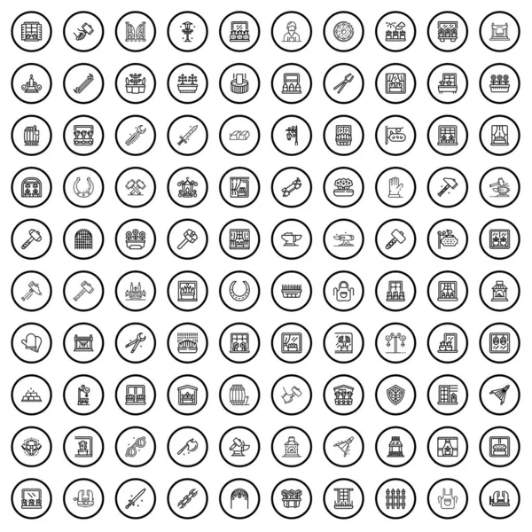 100 Balcony Icons Set Outline Illustration 100 Balcony Icons Vector — Stock Vector