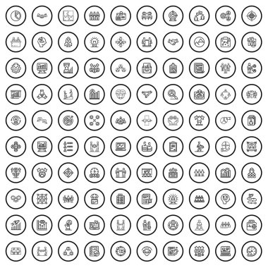 100 team building icons set. Outline illustration of 100 team building icons vector set isolated on white background