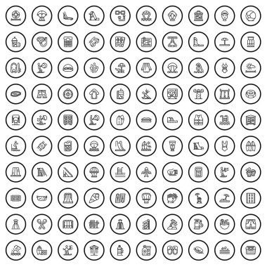 100 water sport icons set. Outline illustration of 100 water sport icons vector set isolated on white background