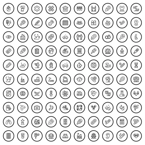 stock vector 100 mother icons set. Outline illustration of 100 mother icons vector set isolated on white background