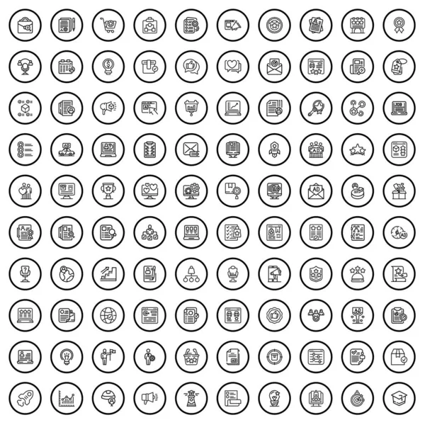 100 Portföy Simgesi Ayarlandı Beyaz Arkaplanda Izole Edilmiş 100 Portföy — Stok Vektör
