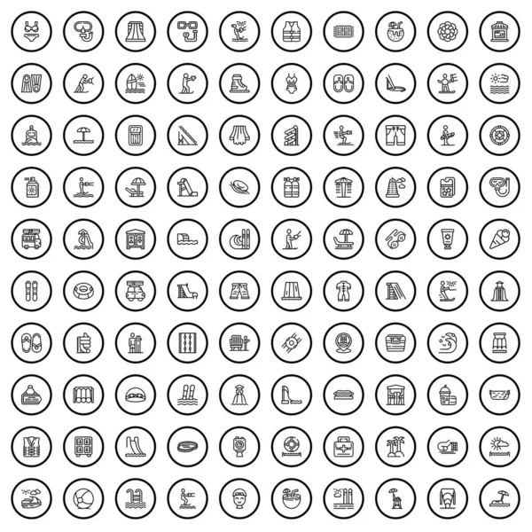 100 Erholungssymbole Gesetzt Umriss Illustration Von 100 Wiederherstellungs Symbole Vektor — Stockvektor