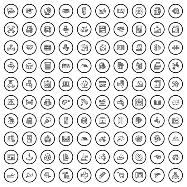 100 Repair Icons Set Outline Illustration 100 Repair Icons Vector — Stock Vector