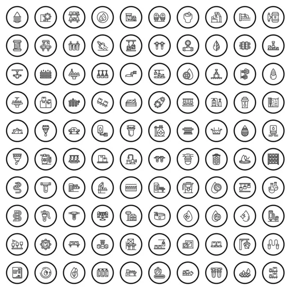 100 Technology Icons Set Outline Illustration 100 Technology Icons Vector — Stock Vector