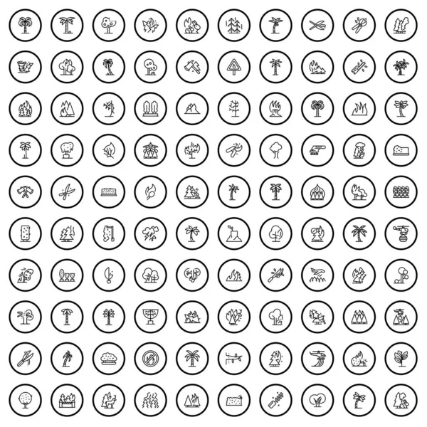 100 Tree Icons Set Outline Illustration 100 Tree Icons Vector — Stock Vector