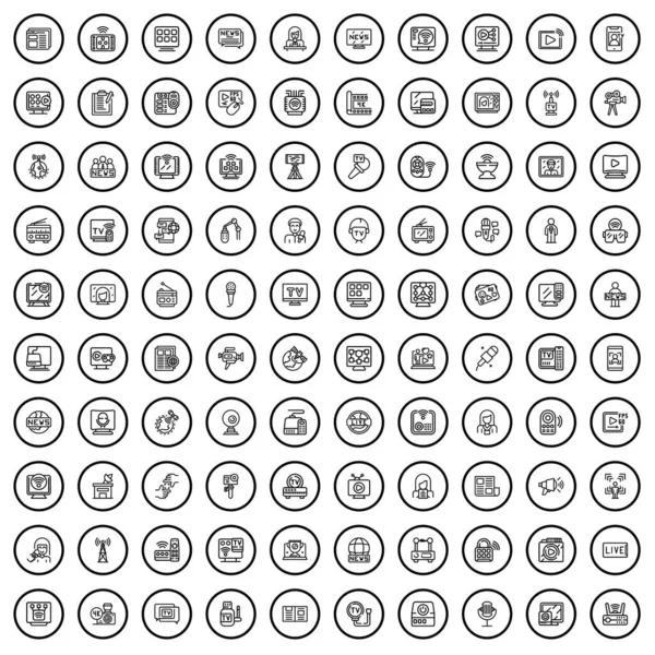 100 Icons Set Outline Illustration 100 Icons Vector Set Isolated — Stok Vektör