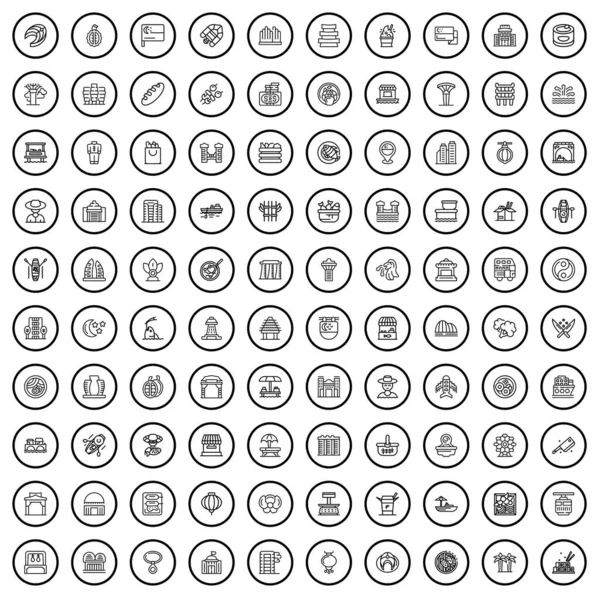 stock vector 100 view icons set. Outline illustration of 100 view icons vector set isolated on white background