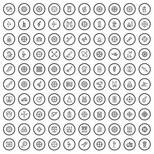 100 Weapon Icons Set Outline Illustration 100 Weapon Icons Vector — Stok Vektör