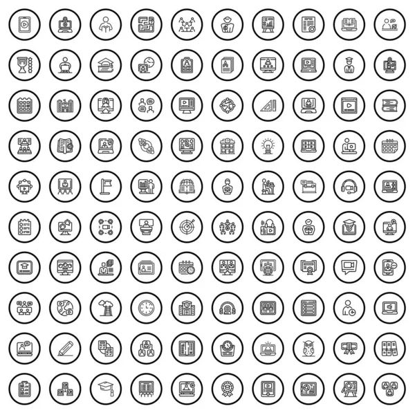 100 Webinar Icons Set Outline Illustration 100 Webinar Icons Vector — Διανυσματικό Αρχείο