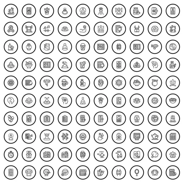 100 wellness icons set. Outline illustration of 100 wellness icons vector set isolated on white background