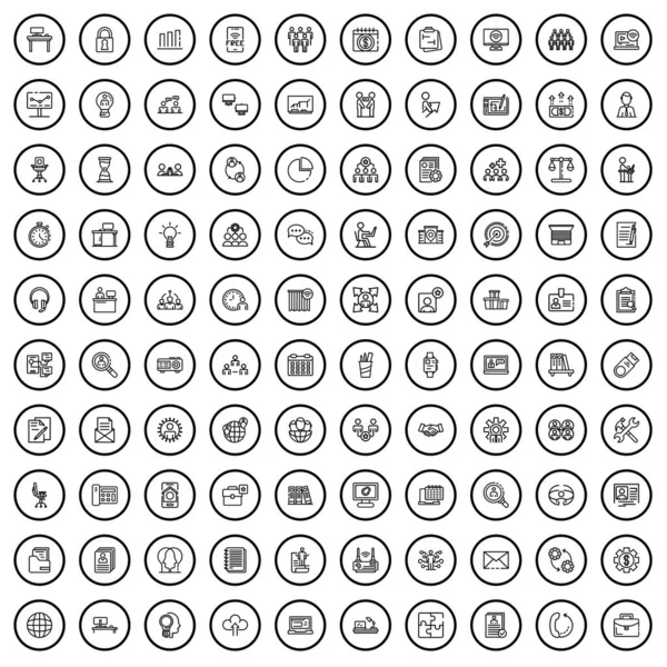 100 Workspace Icons Set Outline Illustration 100 Workspace Icons Vector — Stok Vektör