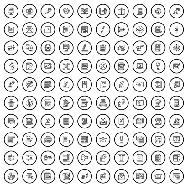 100 Writer Icons Set Outline Illustration 100 Writer Icons Vector — Vettoriale Stock