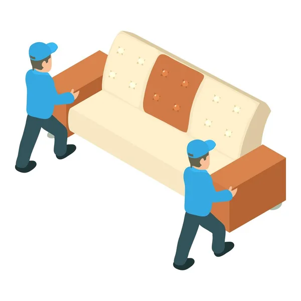 Sofa Lieferung Symbol Isometrischen Vektor Zwei Lieferservice Mitarbeiter Tragen Neues — Stockvektor