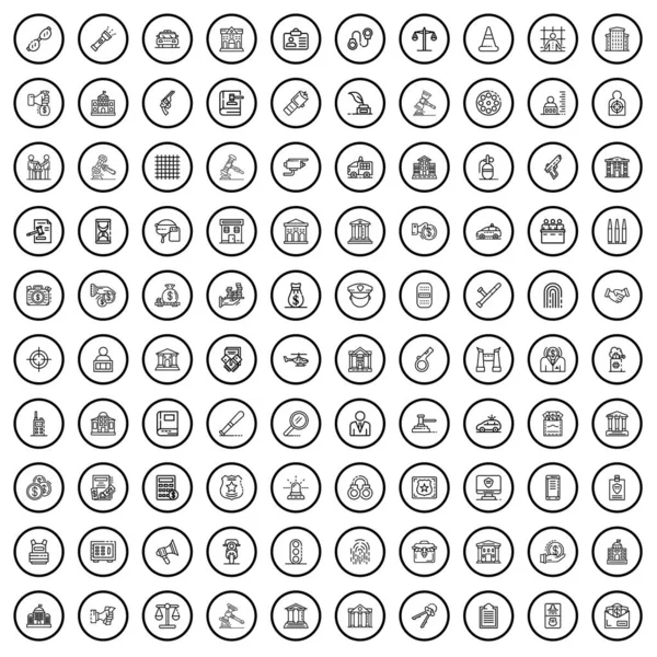 100 Law Icons Set Outline Illustration 100 Law Icons Vector — Stock Vector