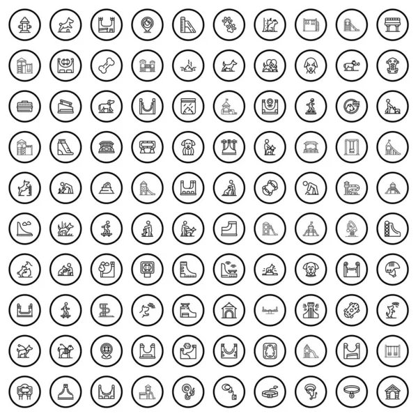 100 Park Icons Set Outline Illustration 100 Park Icons Vector — Stock Vector