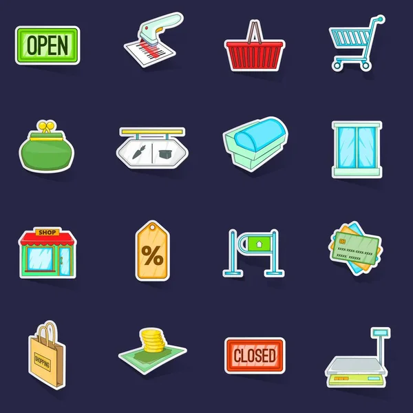 stock vector Retail icons set stikers collection vector with shadow on purple background