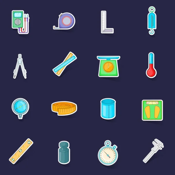 stock vector Measure tools icons set stikers collection vector with shadow on purple background