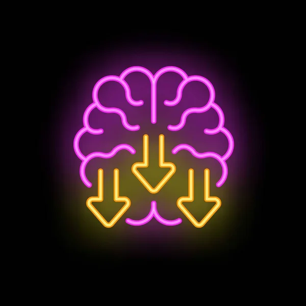 Brainstorming Mentale Pictogram Omtrek Vector Werk Stress Gezondheid Persoon Neon — Stockvector