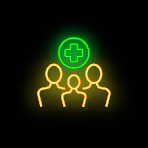 Versichertenkarte Familiensymbole Umreißen Vektor Medizinische Versorgung Arzt Gesundheit Neon Farbe — Stockvektor