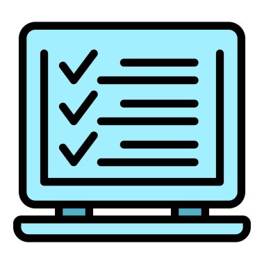 Laptop görev çizelgesi simgesi. Beyaz arkaplan rengi üzerinde izole edilmiş web tasarımı için dizüstü bilgisayarın görev çizelgesi vektör simgesi