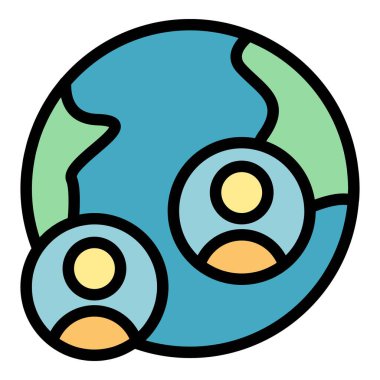 Global mürettebat ikonu. Beyaz arkaplan rengi üzerinde izole edilmiş web tasarımı için Global mürettebat vektör simgesi taslağı