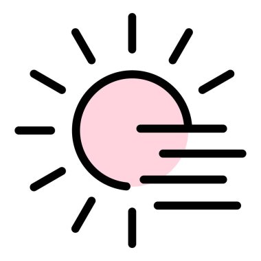 Gün doğumu ikonu. Beyaz arkaplan rengi üzerinde izole edilmiş web tasarımı için Sunrise vektör simgesi taslağı