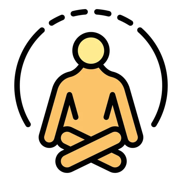 Ikone Menschlicher Meditation Umriss Menschliche Meditation Vektorsymbol Für Web Design — Stockvektor