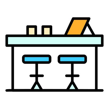 Müşteri tezgahı simgesi. Beyaz arkaplan rengi üzerinde izole edilmiş web tasarımı için kullanıcı çubuğu karşı vektör simgesi