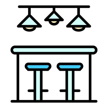 Bar tezgahı ikonu sipariş et. Beyaz arkaplan renginde izole edilmiş web tasarımı için ana hatlar sıralama çubuğu karşı vektör simgesi