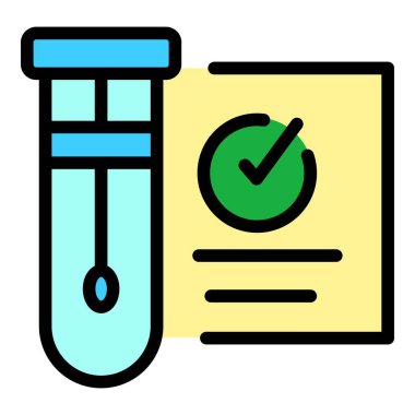 Kapsamlı test onaylı simge. Beyaz arkaplan rengi üzerinde izole edilmiş web tasarımı için Covid test vektör simgesi onaylandı