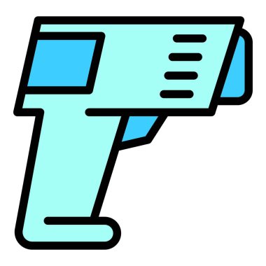 Kapsamlı termometre silah ikonu. Beyaz arkaplan renginde izole edilmiş web tasarımı için Covid termometre silah vektör simgesi