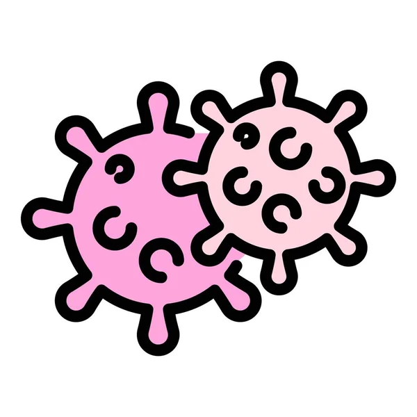 ウイルスのアイコンだ 概要白い背景色のフラット上に隔離されたウェブデザインのためのCovidウイルスベクターアイコン — ストックベクタ