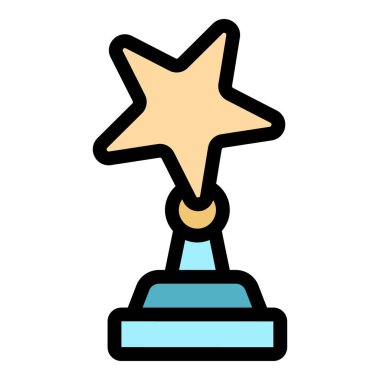 Yıldız Kupası ikonu. Beyaz arkaplan rengi üzerinde izole edilmiş web tasarımı için ana hatlı yıldız kupa vektör simgesi