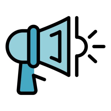 Müdür megafon ikonu. Beyaz arkaplan rengi üzerinde izole edilmiş web tasarımı için ana hatlı yönetici megafon vektör simgesi