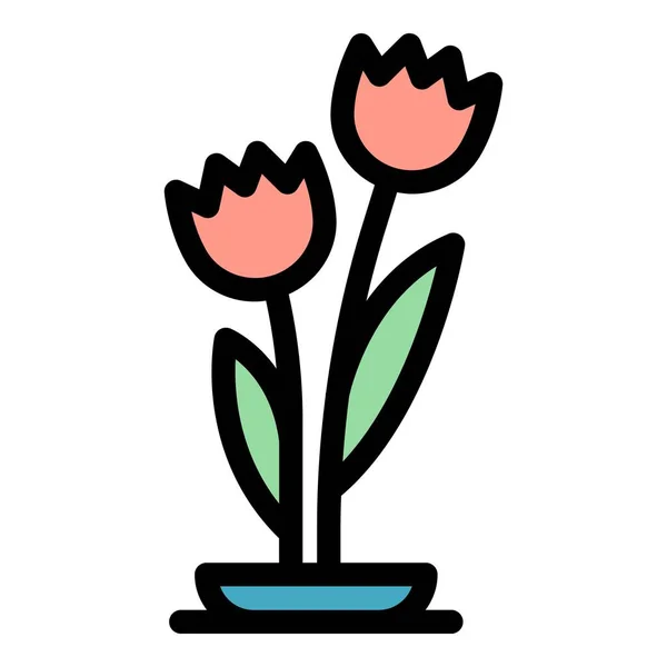 Tulpen Icoon Outline Tulpen Vector Icoon Voor Web Design Geïsoleerd — Stockvector