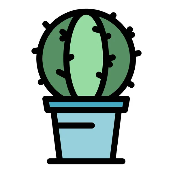 Kaktusová Ikona Obrys Místnost Kaktus Pot Vektor Ikona Pro Web — Stockový vektor