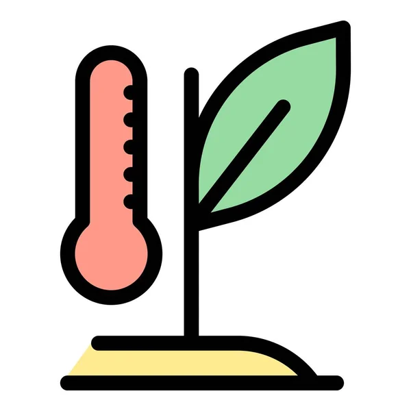 Значок Биологического Растения Температуры Контур Био Растительный Вектор Температуры Значок — стоковый вектор