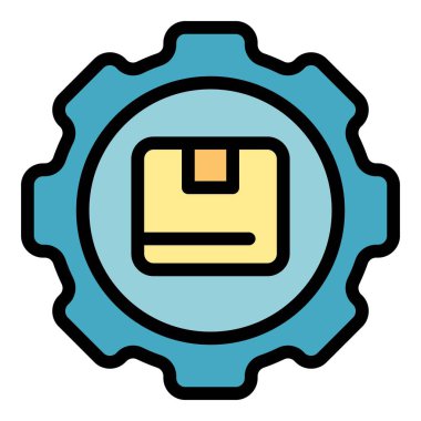 Paket dişli nakliye ikonu. Beyaz arkaplan rengi üzerinde izole edilmiş web tasarımı için parsel dişli nakliye vektör simgesi