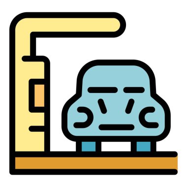 Park alanı simgesi. Beyaz arkaplan rengi üzerinde izole edilmiş web tasarımı için özet park alanı vektör simgesi