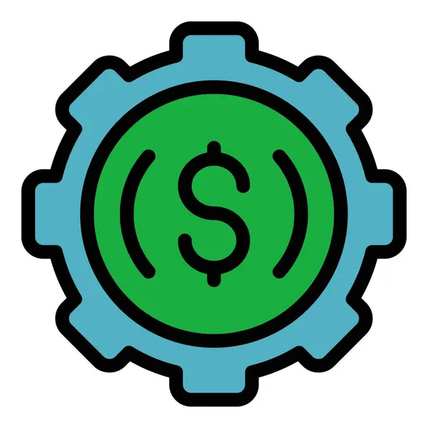 Geld Tandwielpictogram Outline Money Gear Vector Icoon Voor Web Design — Stockvector