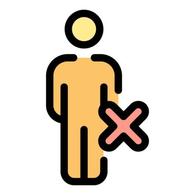 Kullanıcı simgesini iptal et. Beyaz arkaplan renklerinde izole edilmiş web tasarımı için kullanıcı vektör simgesi iptal edildi