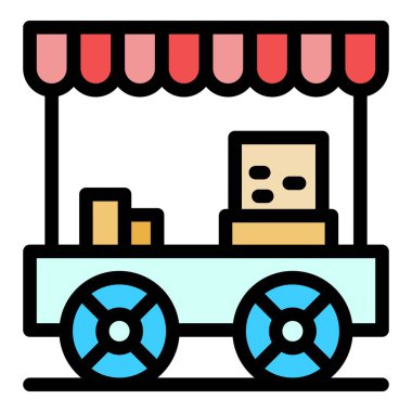 Patlamış mısır dükkânı ikonu. Beyaz arkaplan rengi üzerinde izole edilmiş web tasarımı için ana hatlı patlamış mısır dükkânı vektör simgesi