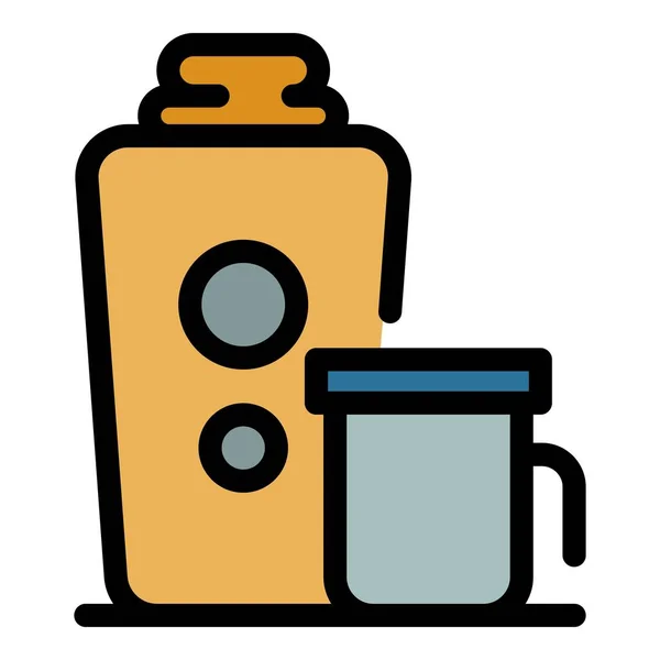 Θέρμο Ποτήρι Ποτήρι Εικονίδιο Περίγραμμα Θερμο Ποτήρι Ποτήρι Ποτό Διάνυσμα — Διανυσματικό Αρχείο
