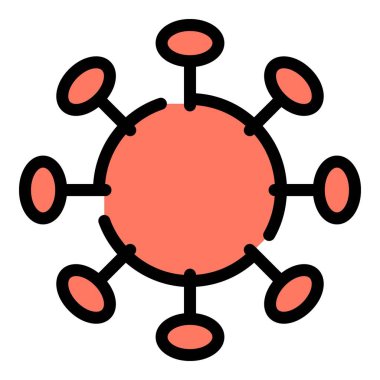 Virüs simgesi. Beyaz arkaplan renklerinde izole edilmiş web tasarımı için özet virüs vektörü simgesi