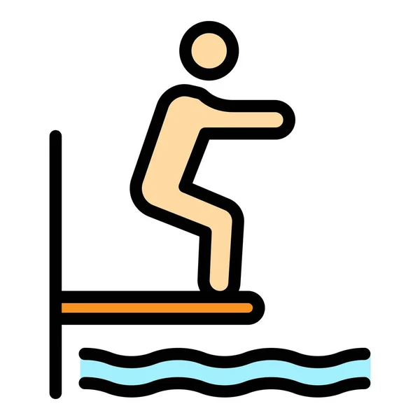 Икона Пловца Контур Плавательный Спортсмен Вектор Значок Веб Дизайна Изолированы — стоковый вектор