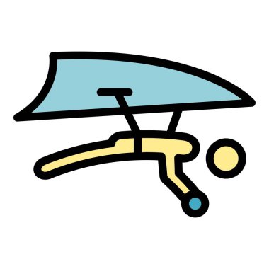 Adam kanat kanat ikonu. Beyaz arkaplan renginde izole edilmiş web tasarımı için Outline Man hang planing vektör simgesi